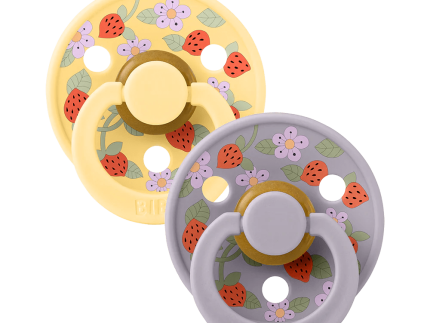 Bibs x Liberty Colour Strawberries & Cream Latex Pacifier (2 Pack, Size 2) - Pale Butter Mix