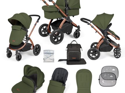 Ickle Bubba Stomp Luxe 9 Piece Pram - Bronze / Woodland / Black