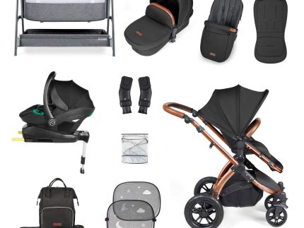 Ickle Bubba Stomp Luxe All-in-One i-Size Travel System (Stratus) with Bubba&Me - Bronze / Midnight / Tan