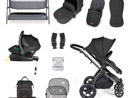Ickle Bubba Stomp Luxe All-in-One i-Size Travel System (Stratus) with Bubba&Me - Black / Midnight / Black