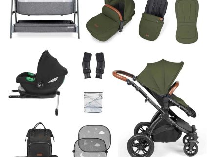 Ickle Bubba Stomp Luxe (Cirrus) Travel System with Bubba & Me - Black / Woodland / Tan