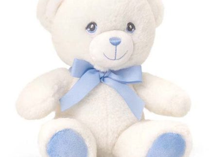 Keeleco Baby Bear with Ribbon (15cm) - Cream / Blue