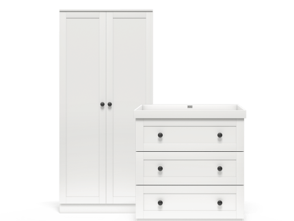 Silver Cross Bromley Dresser and Wardrobe - White